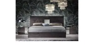 Elegant bed with pendant lights