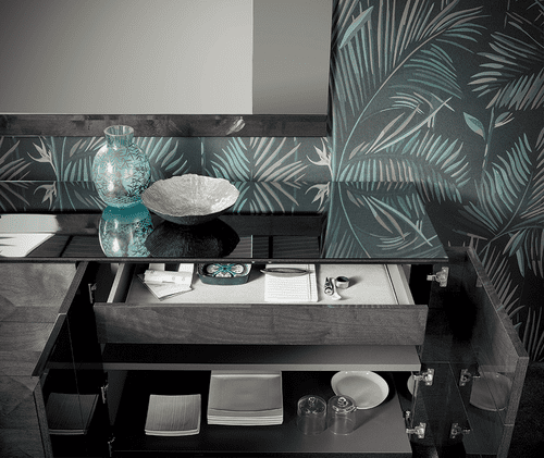 Elegant sideboard with decorative glassware