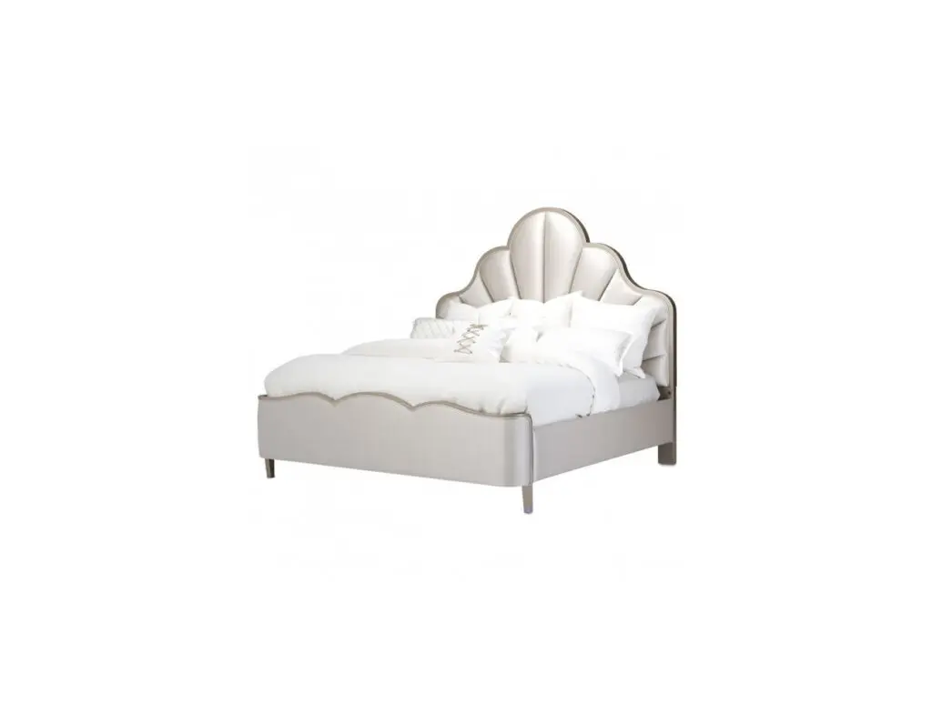 Stylish bed with decorative headboard