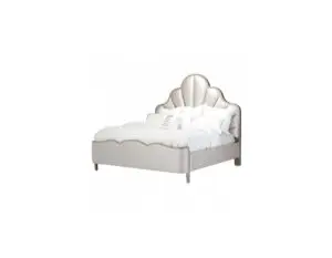 Stylish bed with decorative headboard