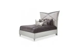 Modern bed with stylish headboard design