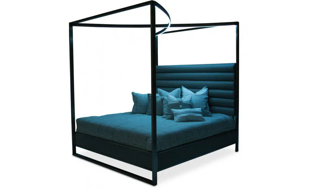 Contemporary bed frame with cushions