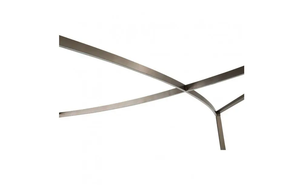 Metallic intersecting beams in abstract design.