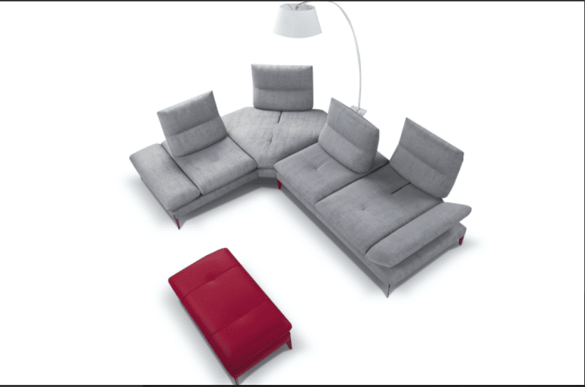 Modern L-shaped sofa and ottoman