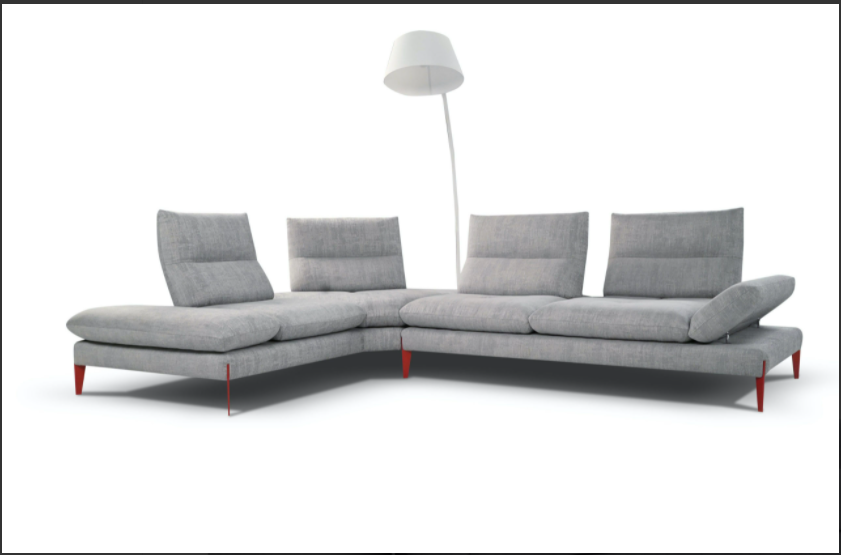 Modern gray sectional sofa with lamp