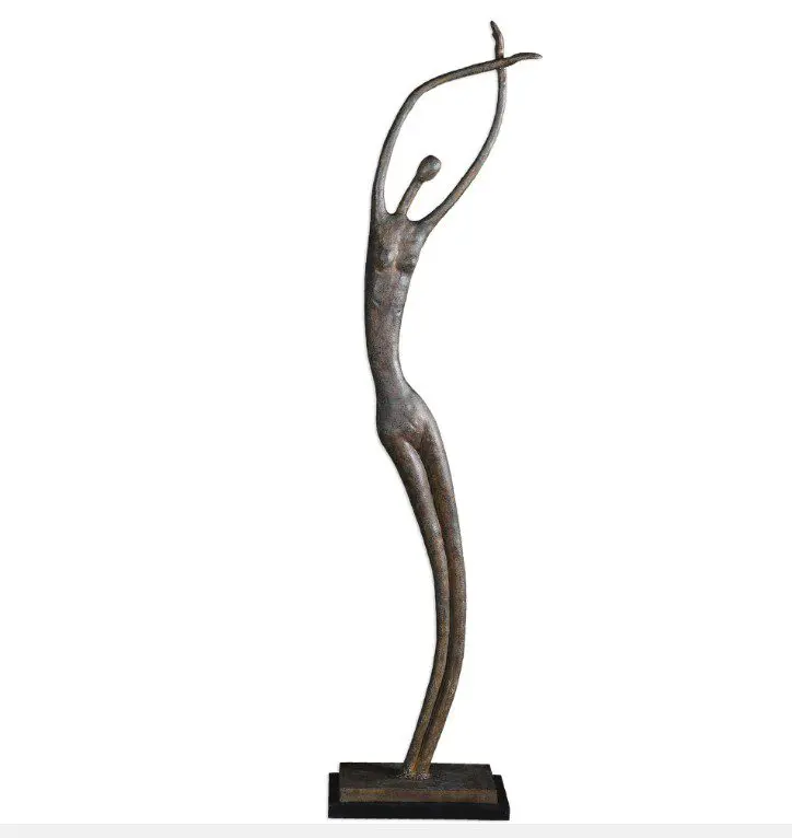 Abstract dancer sculpture with raised arms