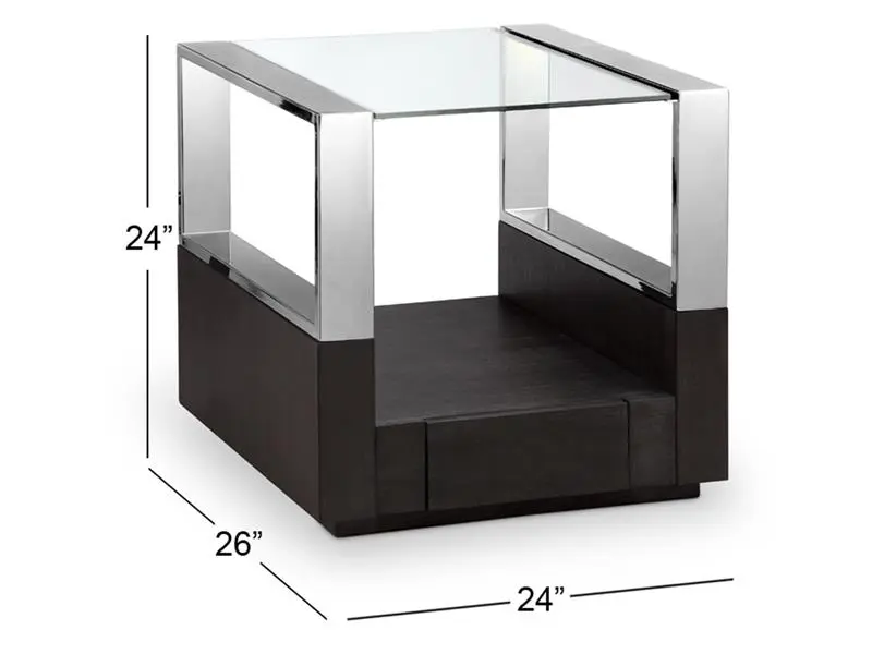 Square end table with sleek design