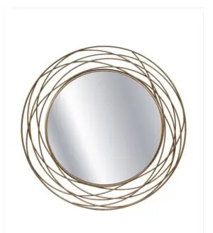 Round mirror with decorative metal frame