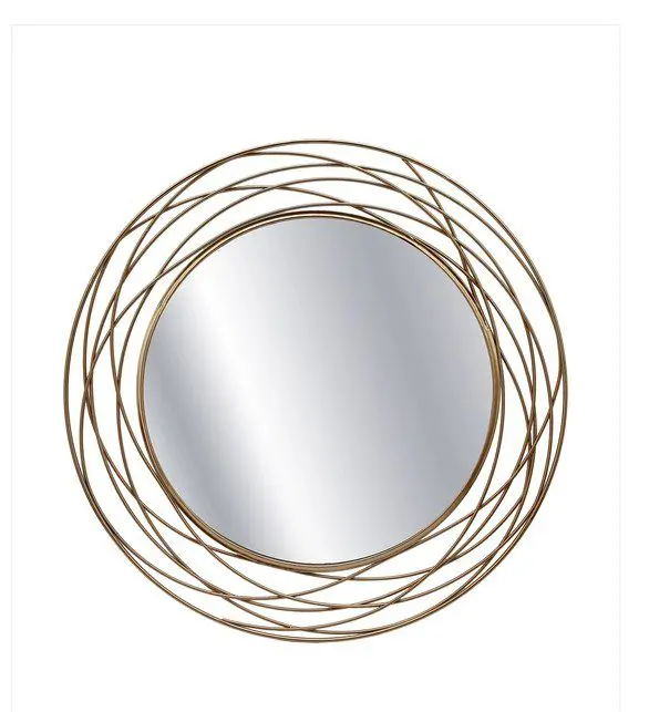 Round mirror with decorative metal frame
