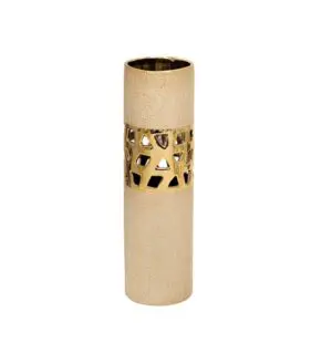 Tall cylinder vase with gold accents