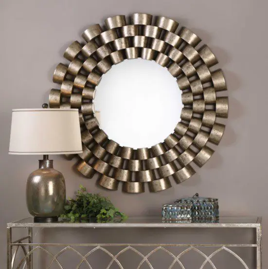 Stylish home decor with mirror and lamp