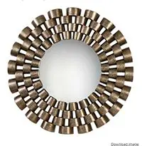 Circular mirror with decorative bronze frame