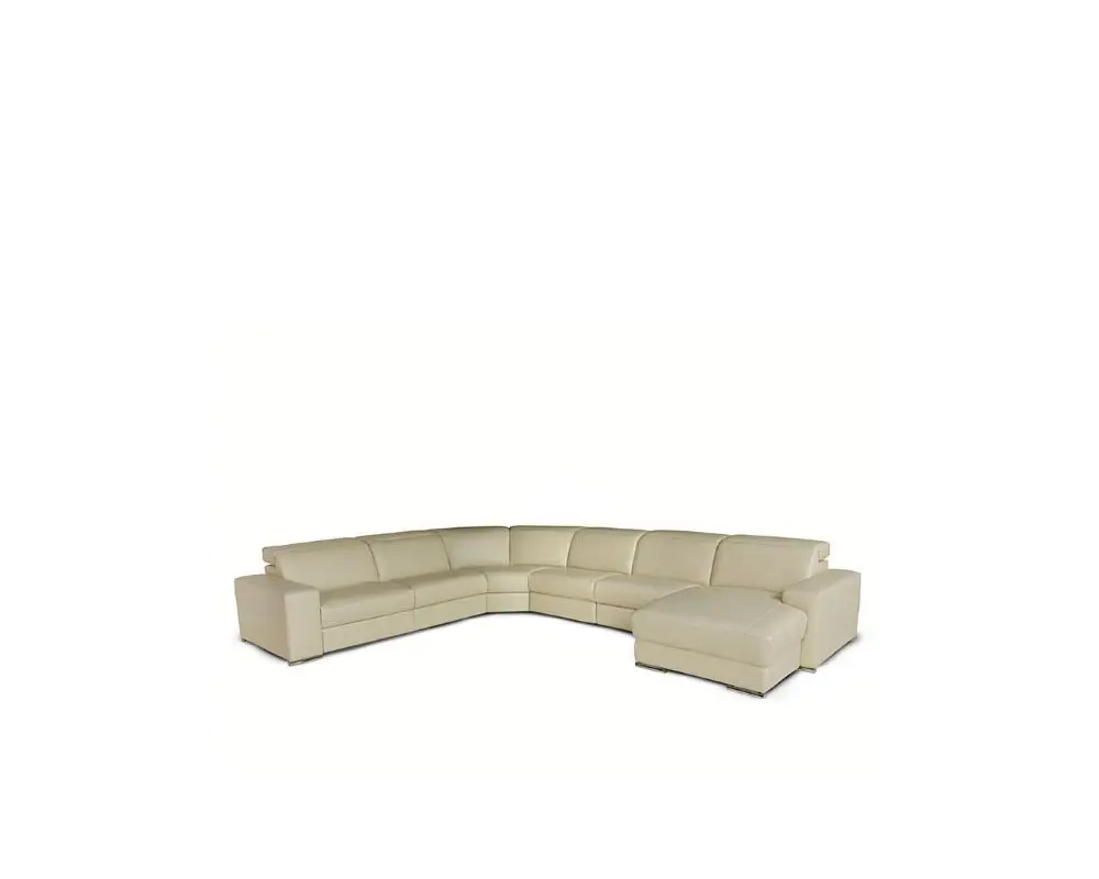 L-shaped cream leather couch